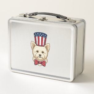 Patriotischer Hund Zylinder Vintage Vektordesign_1 Metall Brotdose