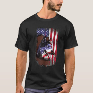 Patriotischer Husky Amerikanische Flagge USA Hund T-Shirt