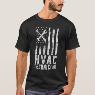 Patriotischer HVAC-Techniker unter amerikanischer  T-Shirt
