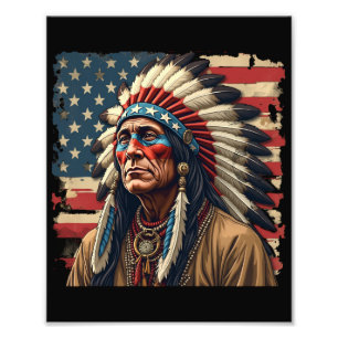 Patriotischer indianischer Häuptling Amerikanisch  Fotodruck