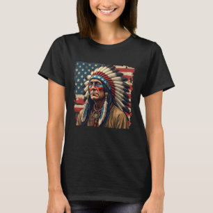 Patriotischer indianischer Häuptling Amerikanisch T-Shirt