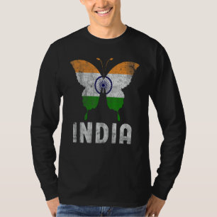 Patriotischer Indien Schmetterling Vintage Indisch T-Shirt