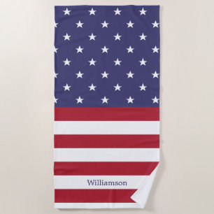 Patriotischer Individuelle Name-Muster der amerika Strandtuch