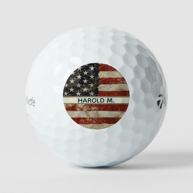 Patriotischer Individuelle Name USA-Flagge Golfball (Vorderseite)
