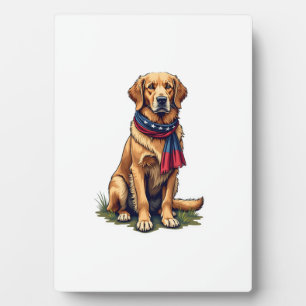 Patriotischer Jagd Golden Retriever Vintage T-Shir Fotoplatte