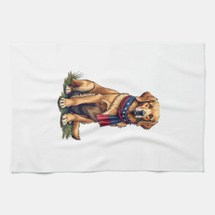 Patriotischer Jagd Golden Retriever Vintage T-Shir Geschirrtuch