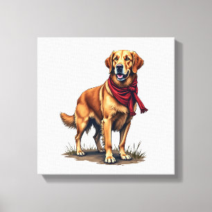 Patriotischer Jagd Golden Retriever Vintage T-Shir Leinwanddruck