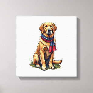Patriotischer Jagd Golden Retriever Vintage T-Shir Leinwanddruck