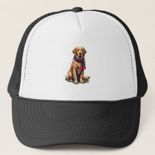 Patriotischer Jagd Golden Retriever Vintage T-Shir Truckerkappe