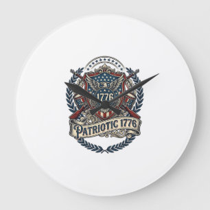 Patriotischer Kampfschild 1776 Militärisch Inspiri Große Wanduhr