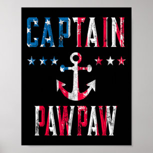 Patriotischer Kapitän Pawpaw Vintage-US-Flagge 4. Poster