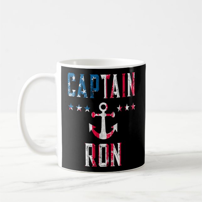 Patriotischer Kapitän Ron Us Flag 4. Juli Boot Kaffeetasse (Links)