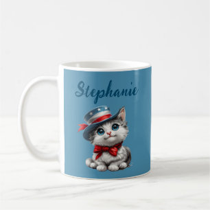 Patriotischer Katzenbecher 4. Juli Kaffeetasse