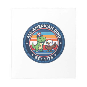 Patriotischer Kawaii Dinosaurier All-amerikanische Notizblock