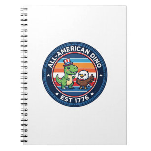 Patriotischer Kawaii Dinosaurier All-amerikanische Notizblock