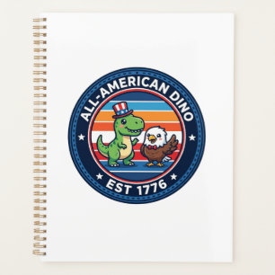 Patriotischer Kawaii-Dinosaurier All-amerikanische Planer