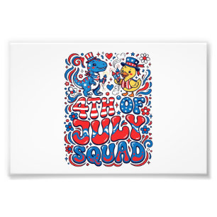 Patriotischer Kawaii Dinosaurier Bester Stiefvater Fotodruck