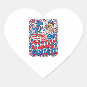 Patriotischer Kawaii-Dinosaurier Bester Stiefvater Herz-Aufkleber