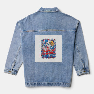 Patriotischer Kawaii-Dinosaurier Bester Stiefvater Jeansjacke