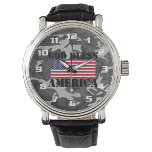 Patriotischer Klassiker und kraftvoll Gott segne A Armbanduhr
