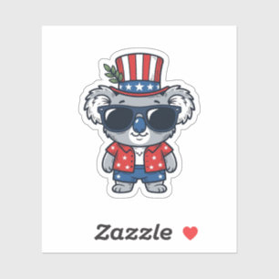 Patriotischer Koala im Vintage-Stil Vektor Kunst_1 Aufkleber