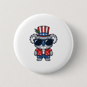 Patriotischer Koala im Vintage-Stil Vektor Kunst_1 Button