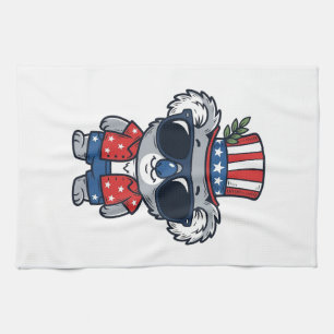 Patriotischer Koala im Vintage-Stil Vektor Kunst_1 Geschirrtuch