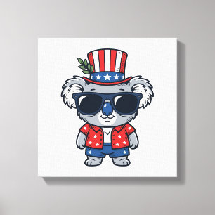 Patriotischer Koala im Vintage-Stil Vektor Kunst_1 Leinwanddruck