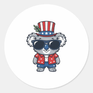 Patriotischer Koala im Vintage-Stil Vektor Kunst_1 Runder Aufkleber