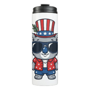 Patriotischer Koala im Vintage-Stil Vektor Kunst_1 Thermosbecher