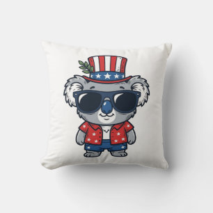 Patriotischer Koala im Vintage-Stil Vektorgrafik_1 Kissen