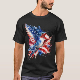 Patriotischer Kolibri, Amerikanischer Flagge Vogel T-Shirt