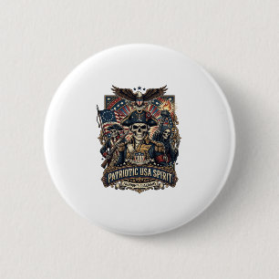 Patriotischer Kolonialer Schädel Kommandant Dunkle Button