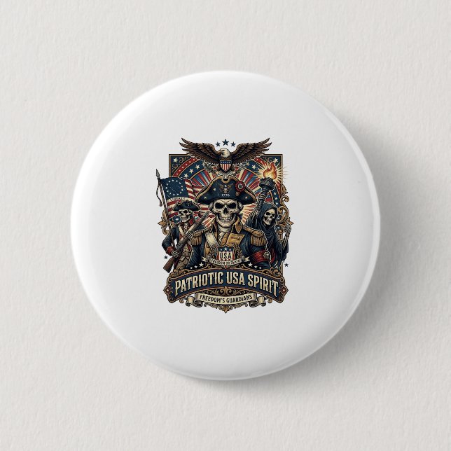 Patriotischer Kolonialer Schädel Kommandant Dunkle Button (Vorderseite)