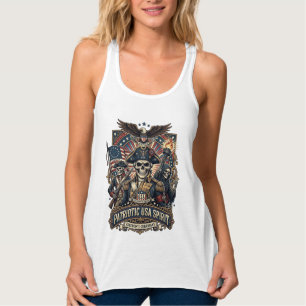 Patriotischer Kolonialer Schädel Kommandant Dunkle Tank Top