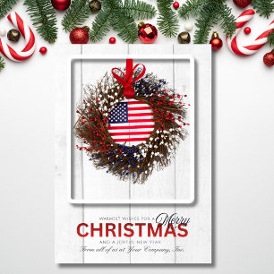 Patriotischer Kranz Frohe Weihnachtswünsche Feiertagskarte
