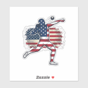 Patriotischer Kugelstoßer Athlet Vintage Gravur De Aufkleber