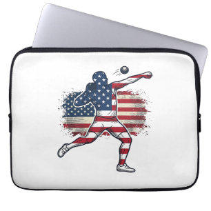 Patriotischer Kugelstoßer Vintage-Engraving-Design Laptopschutzhülle