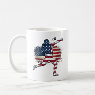 Patriotischer Kugelstoßer Vintage-Stich-Design Kaffeetasse