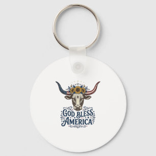 Patriotischer Kuh-Gott-Segen-Amerika-Vintage-Shirt Schlüsselanhänger