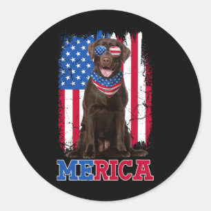 Patriotischer Labrador 4. Juli USA Patriotische Sc Runder Aufkleber