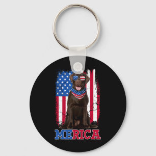 Patriotischer Labrador 4. Juli USA Patriotische Sc Schlüsselanhänger