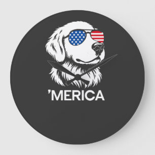 Patriotischer Labrador Amerikanische Flagge Fourth Große Wanduhr