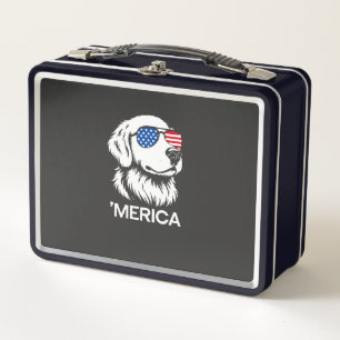 Patriotischer Labrador Amerikanische Flagge Fourth Metall Brotdose