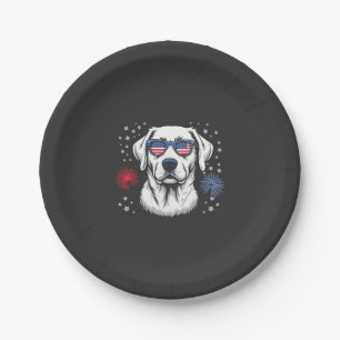 Patriotischer Labrador mit USA-Shades Pappteller