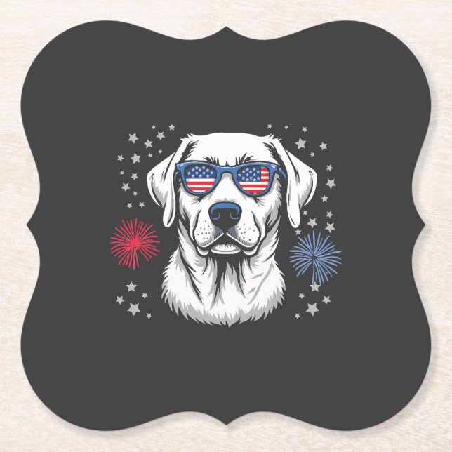 Patriotischer Labrador mit USA-Shades Untersetzer (Vorderseite)