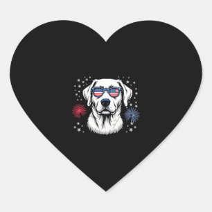 Patriotischer Labrador mit USA Sonnenbrille Herz-Aufkleber