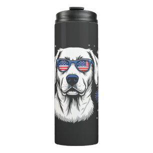 Patriotischer Labrador mit USA-Sonnenbrille Thermosbecher