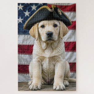 Patriotischer Labrador Retriever mit Dreispitz Puzzle