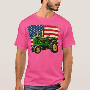 Patriotischer Landwirt 4. Juli Traktor USA-Flagge T-Shirt